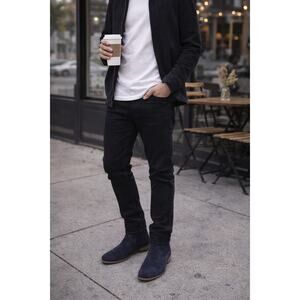 The Rail Navy Suede Chelsea Boots Mens 44M Slip On Ankle Boot Minimalist M10.5